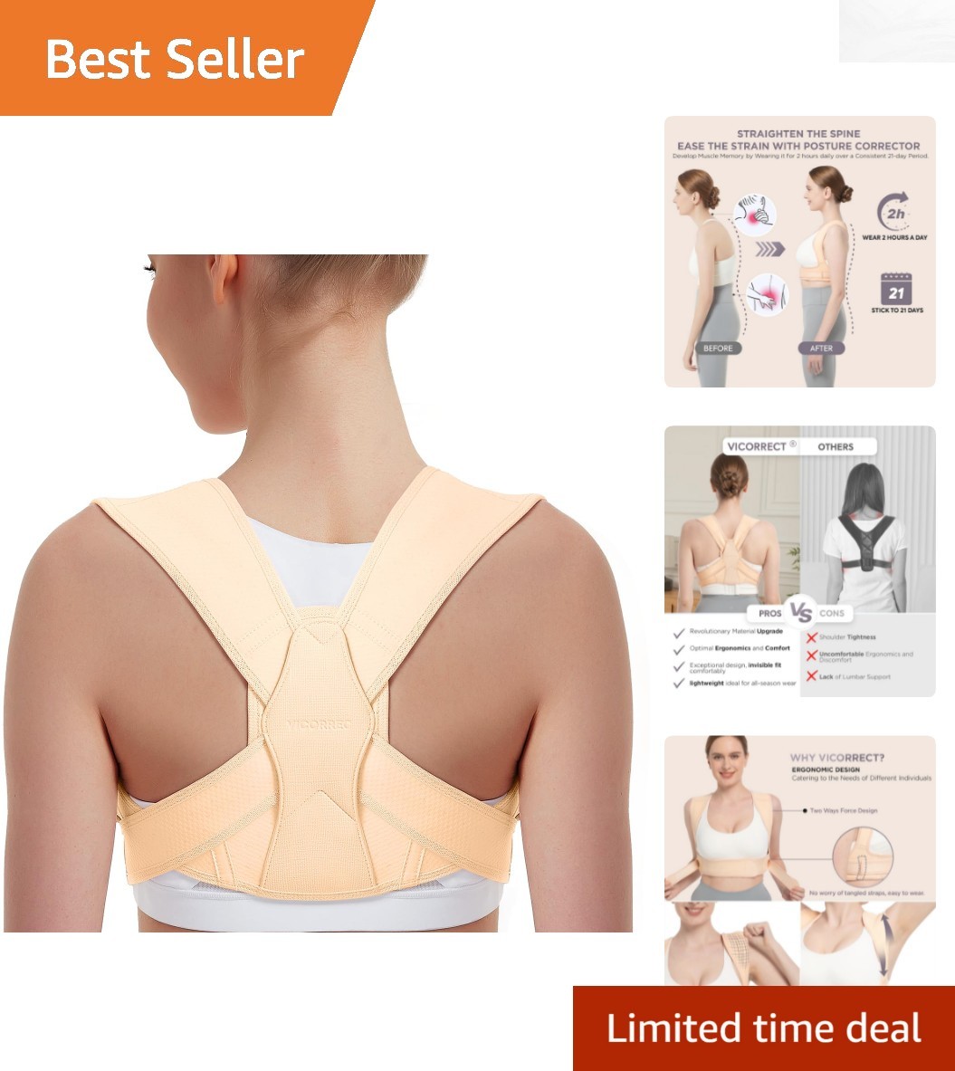 Customizable Posture Corrector for Adults – Large/XL Clavicle Support in Beige