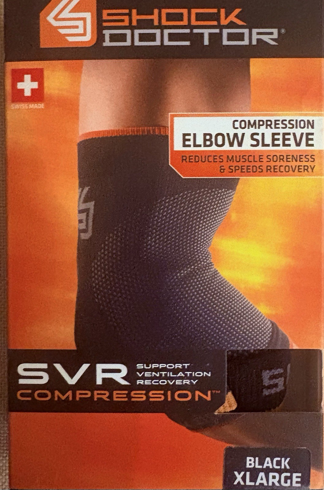 Shock Doctor SVR Compression Elbow Sleeve Black XL X-Large Support Recovery New