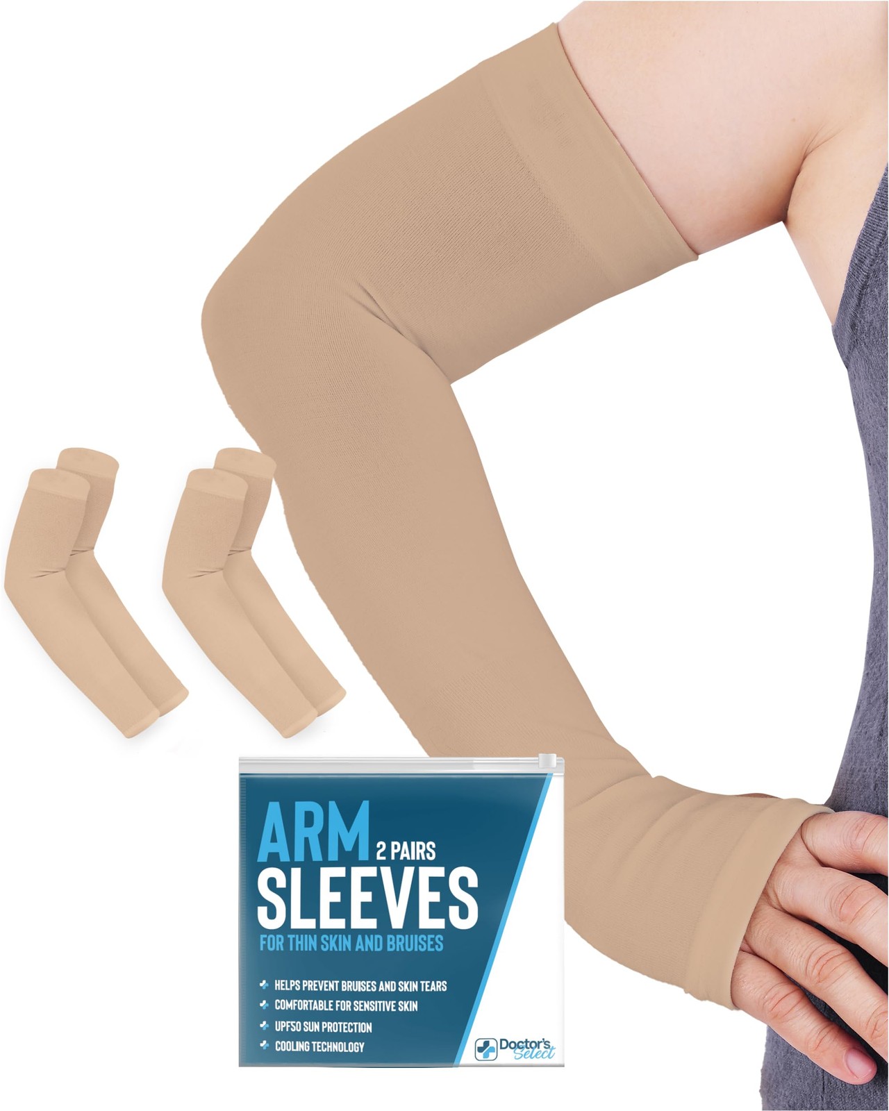 Doctor’s Select Arm Protectors for Thin Skin and Bruising Large, Beige