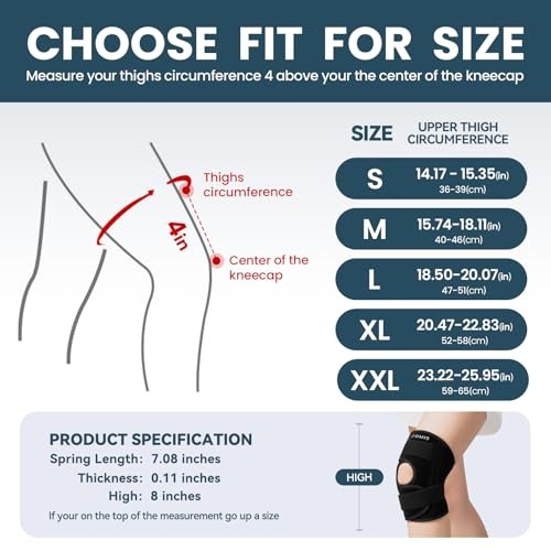 Knee Brace for Knee Pain Relief, Adjustable Knee Support with Side Large Black