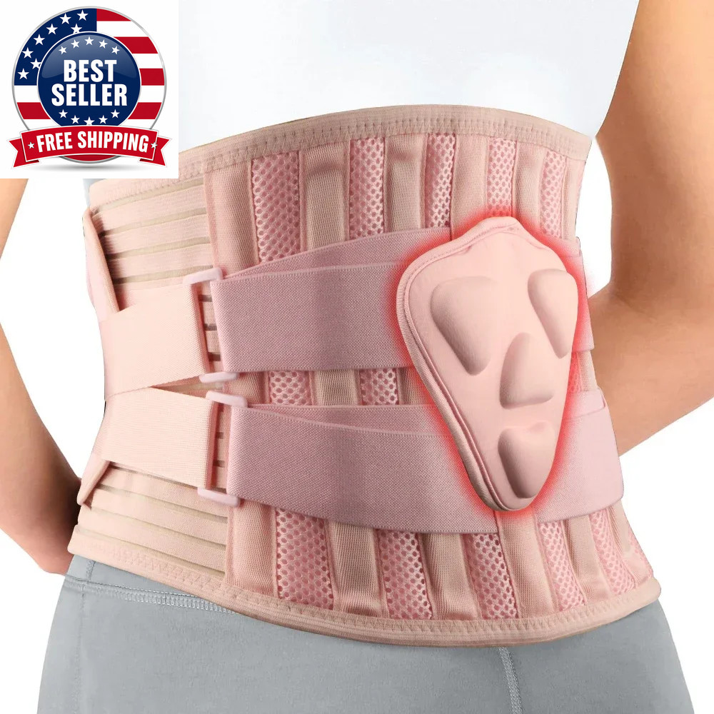Adjustable Lumbar Support Back Braces for Lower Back Pain Relief with 5 Stays, B