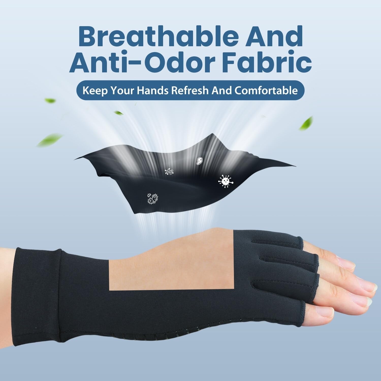 2 Pairs Fingerless Copper Compression Gloves for Arthritis Pain Relief – Medium