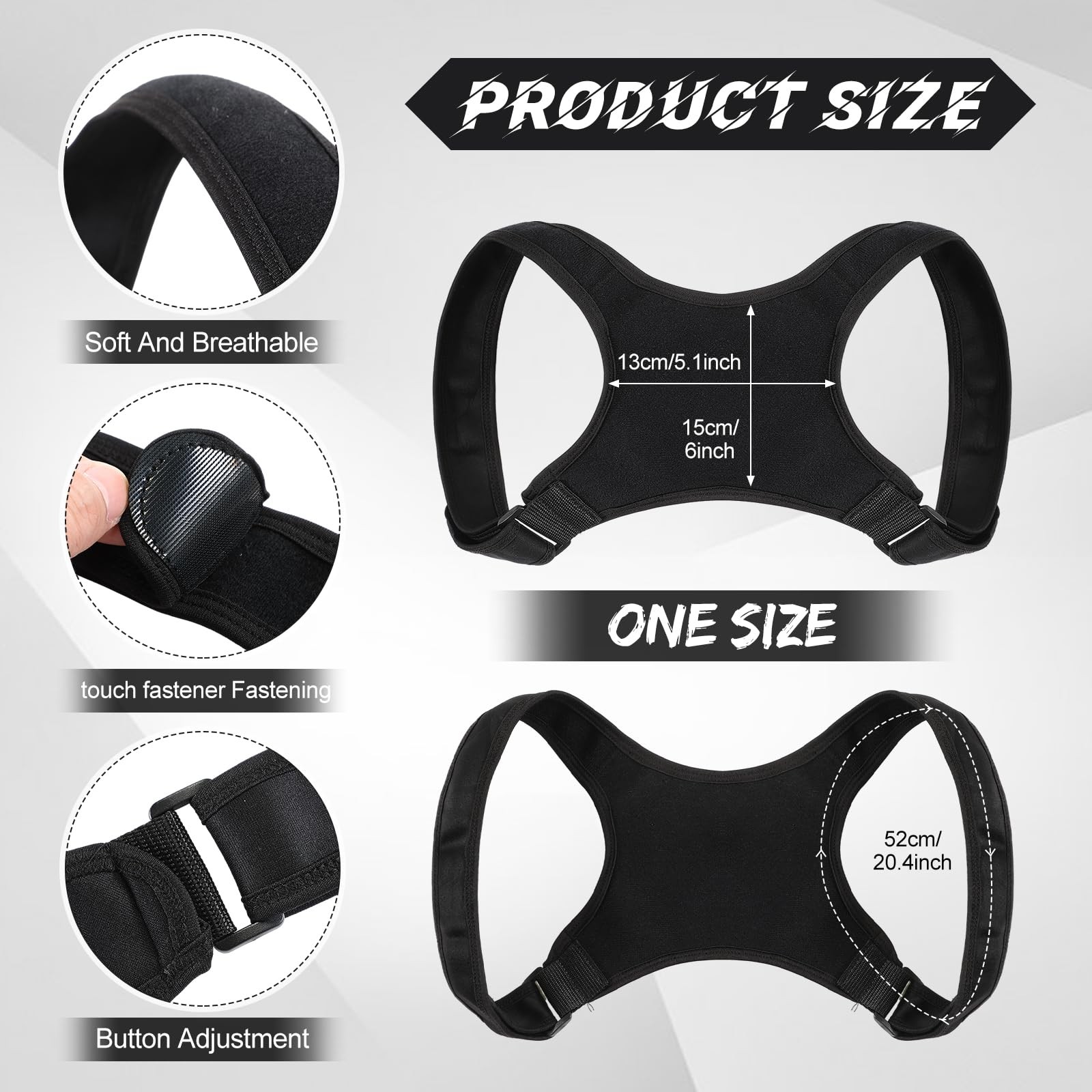 Threlaco Posture Corrector about 13 x 15 cm/ 5.12 x 5.91 inches(L x W), Black