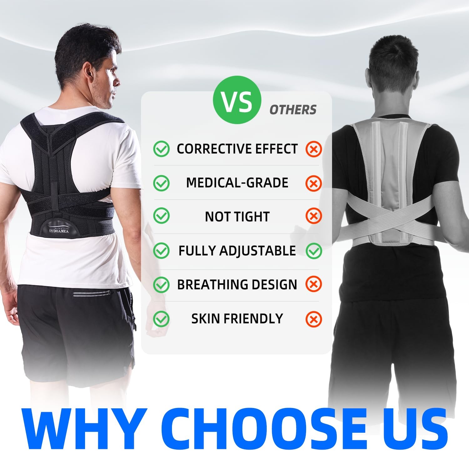IYDoaMea Posture Corrector for Women and Men ( Order A 2XL(43.3~49.2), Black