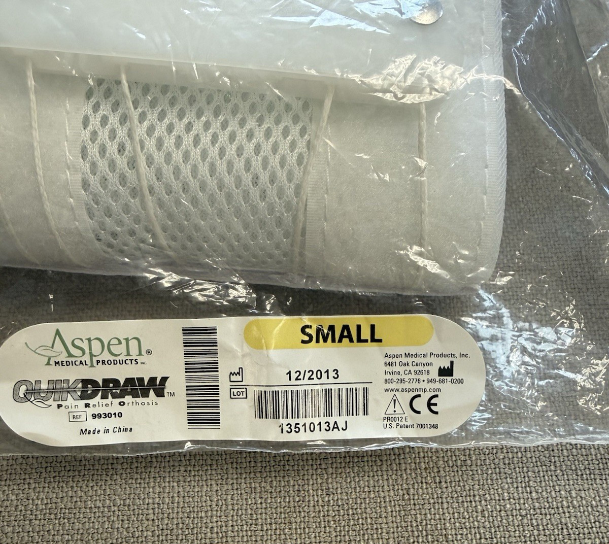 NEW Aspen Quick Draw Size Small Pain Relief Orthosis Back Brace Support Belt