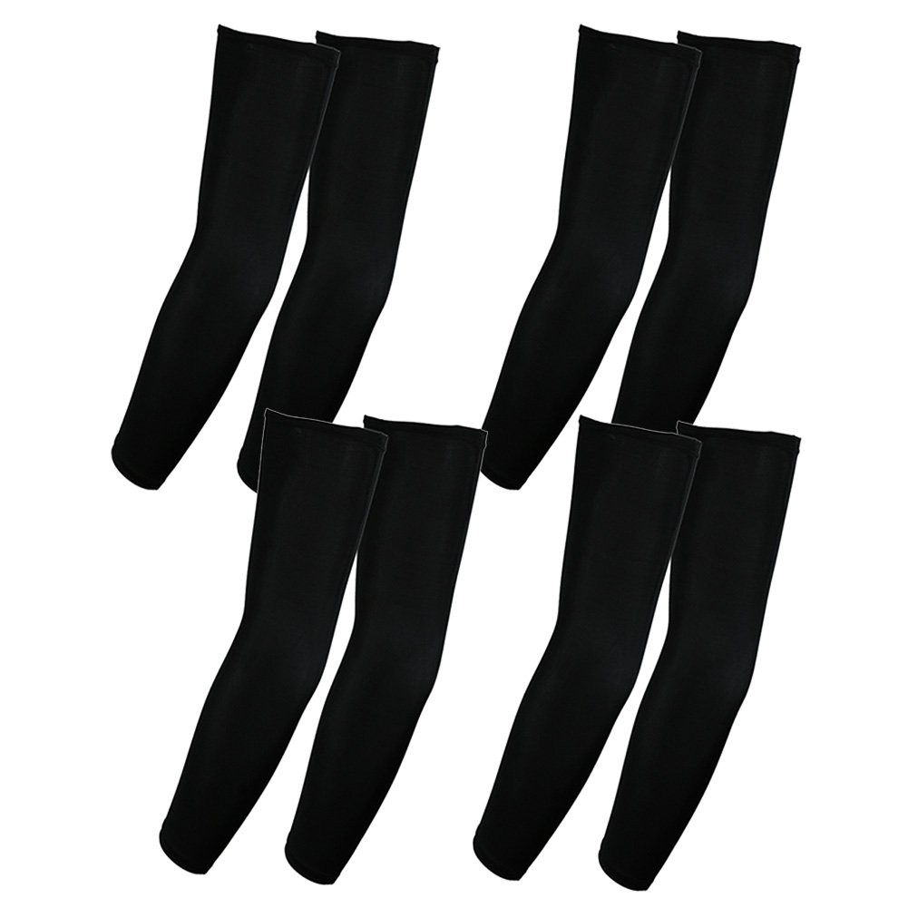 4 Pairs Black UV Protective Comression Arm Sleeves for Bike Hiking Golf Cycli…