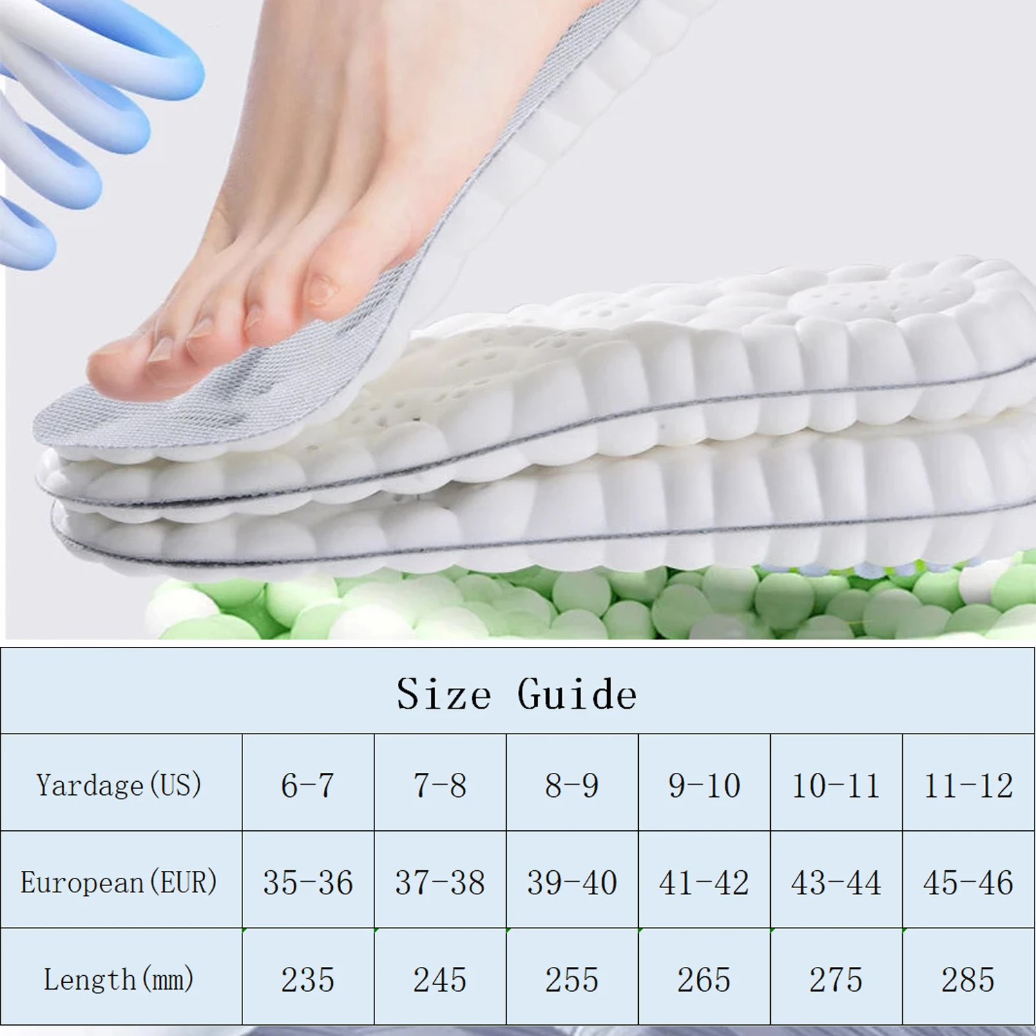 Sport Insoles for Shoes Sole Shock Absorption Deodorant Breathable Cushion Runni