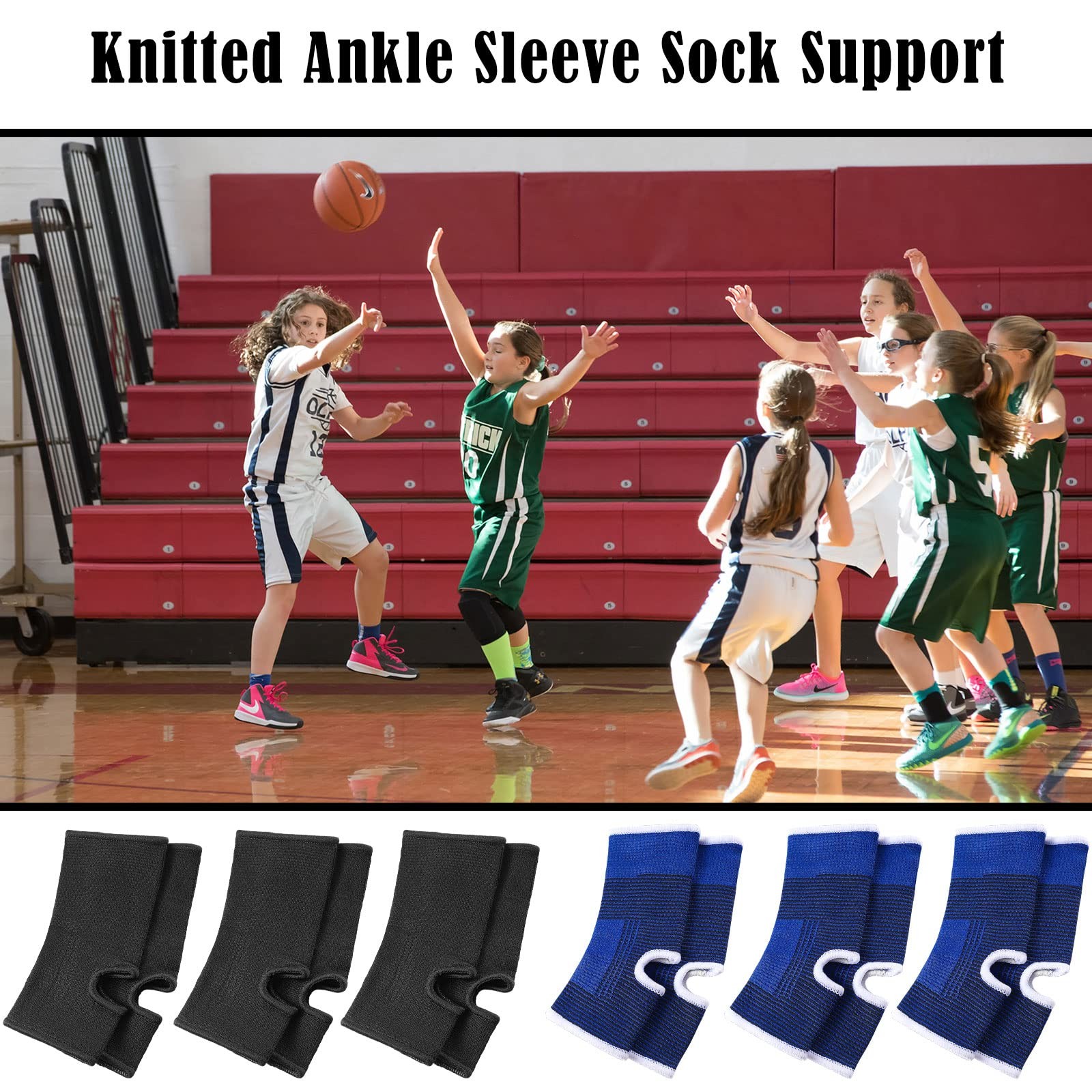 Kids Compression Ankle Support Sleeve Socks Breathable Knitted Multi 6 Pairs