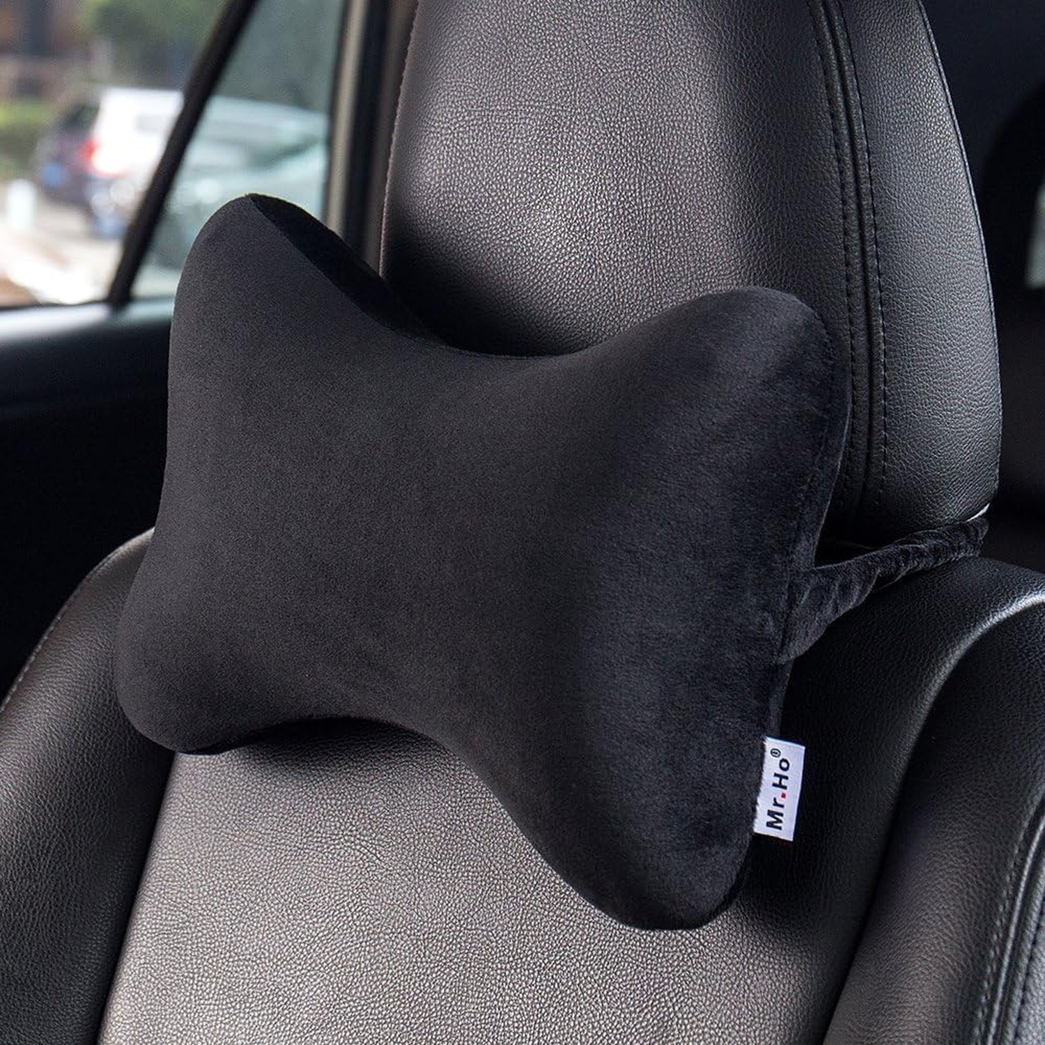 Car Memory Foam Neck Pillow with Premium Velour Washable Removable Pillow Cas…