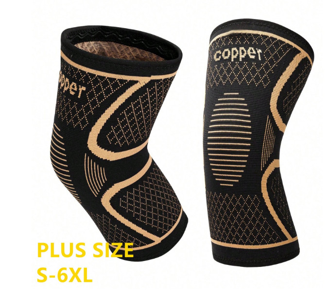 2x Knee Sleeves Copper Silver Compression Brace Support Sport Joint Injury Pain