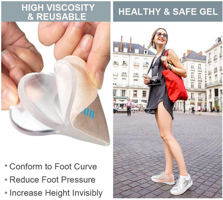 Heel Lift, 4-Layer 1 Inch Gel Shoe Lifts for Women Uneven Legs, Adjustable Ortho