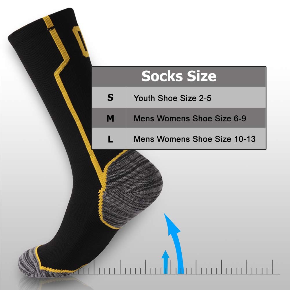 KitNSox Womens Crew Socks, Medium-Large, 36 Or 63 Team Number Black & Gold