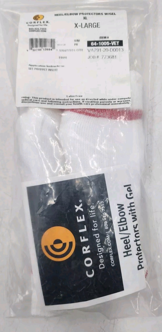 Corflex Heel/Elbow Protectors w Gel Sz XL Extra Large 64-1005-VET White Set Of 2