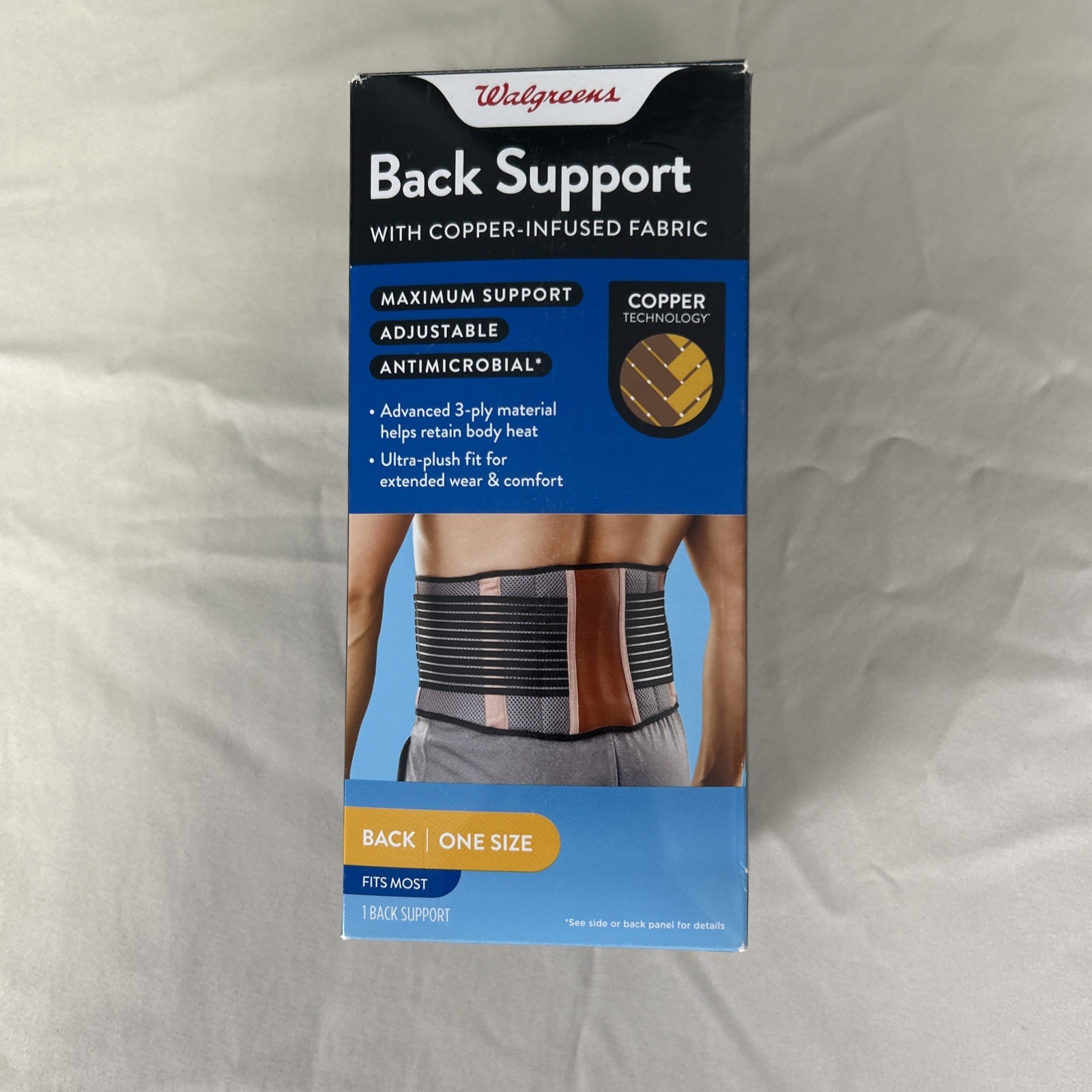 Walgreens Copper Comfort Back Support Black