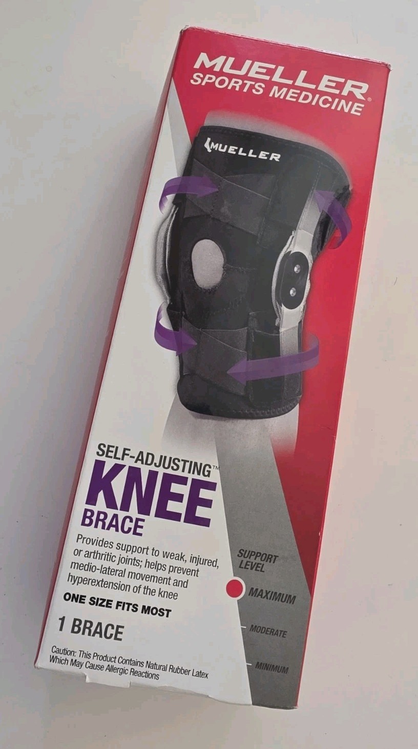 Mueller MAX Adjustable Hinged Knee Brace L/XL Black Fits Left or Right Free ShpN