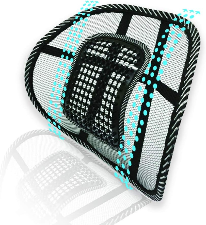 Lumbar Support, Car Mesh Back Support with Massage Beads Ergonomic Designed for
