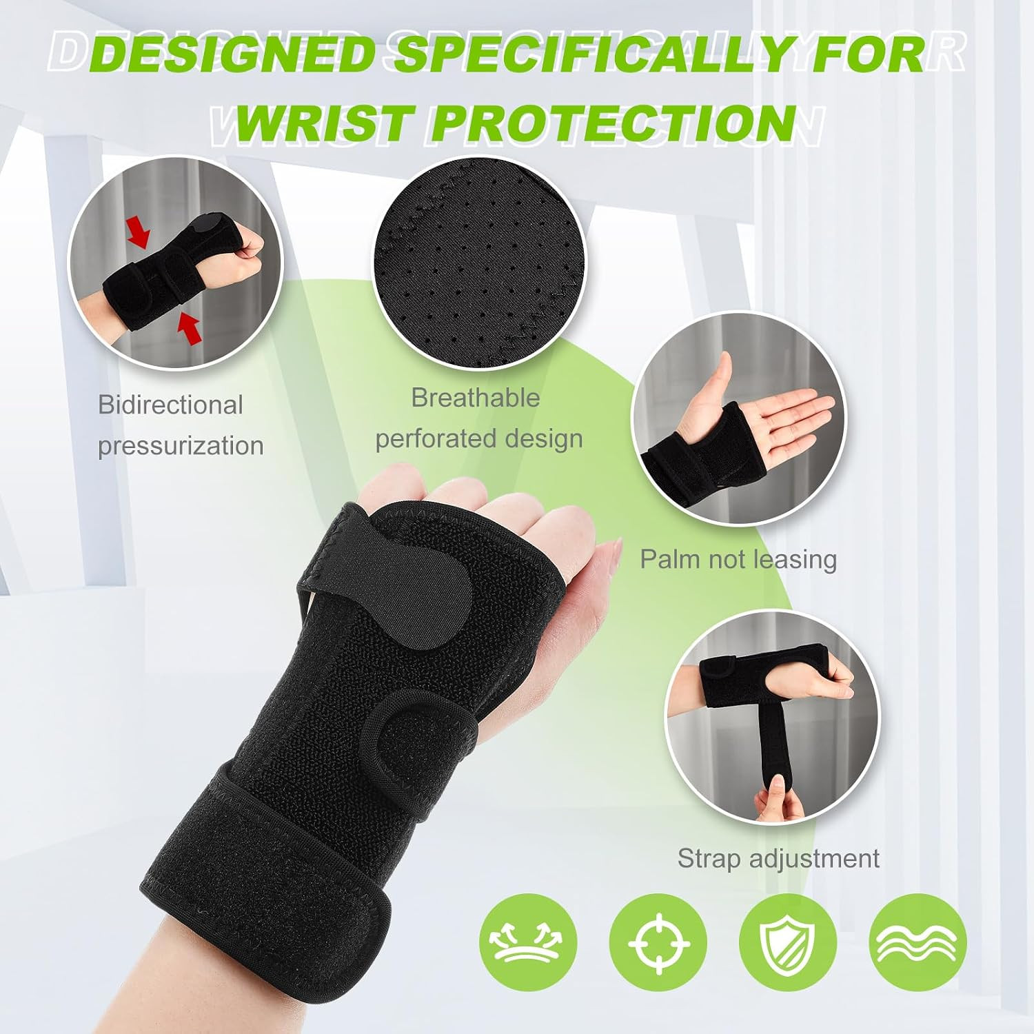 Bowling Wrist Support Brace with Thumb Spica Splint Left Hand Breathable Wris…