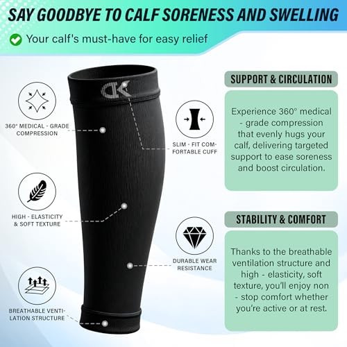 Calf Compression Sleeve for Women & Men Small-Medium 03 Black/White/Beige