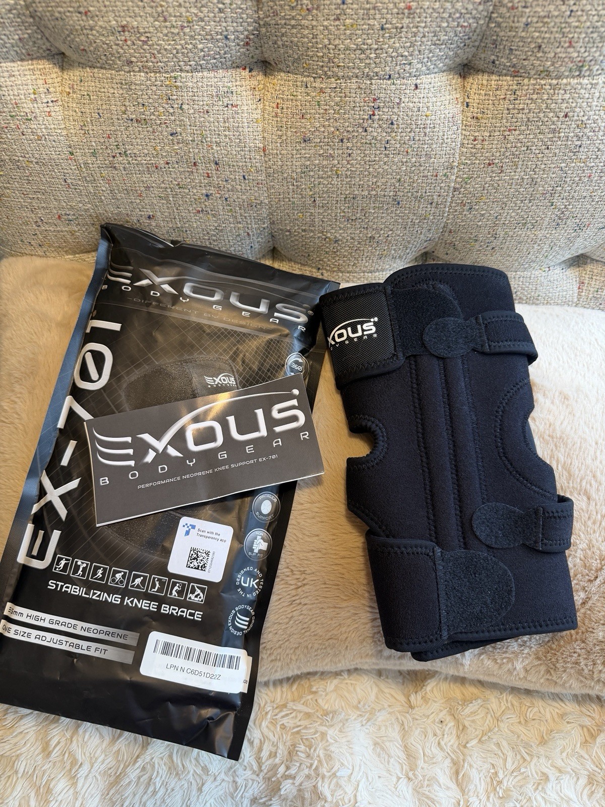 Exodus Body Gear Stabilizing Knee Brace – One Size Adjustable Fit . 3.5mm…