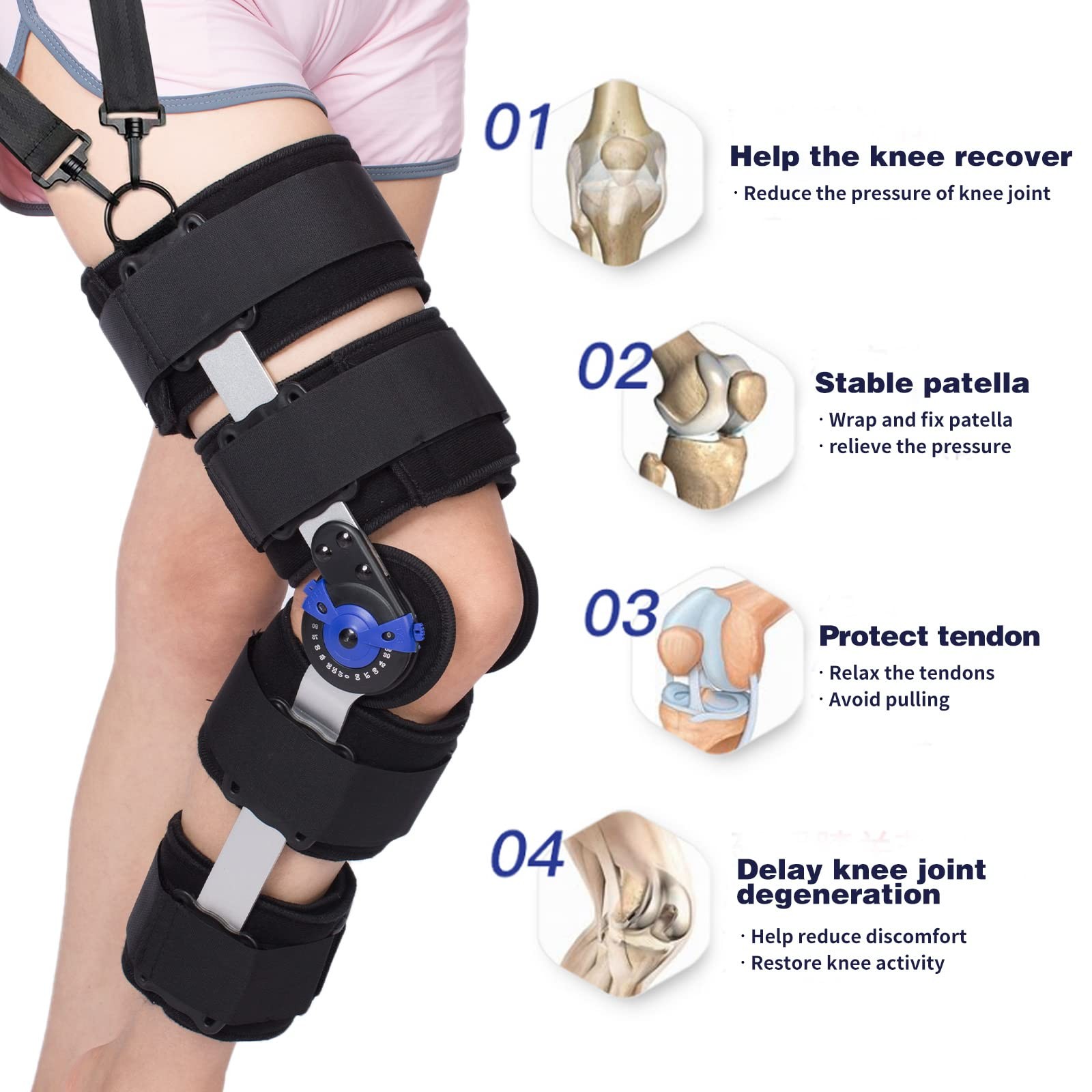 Hinged ROM Knee Brace Post Op Knee Brace Adjustable Knee Immobilizer Support …