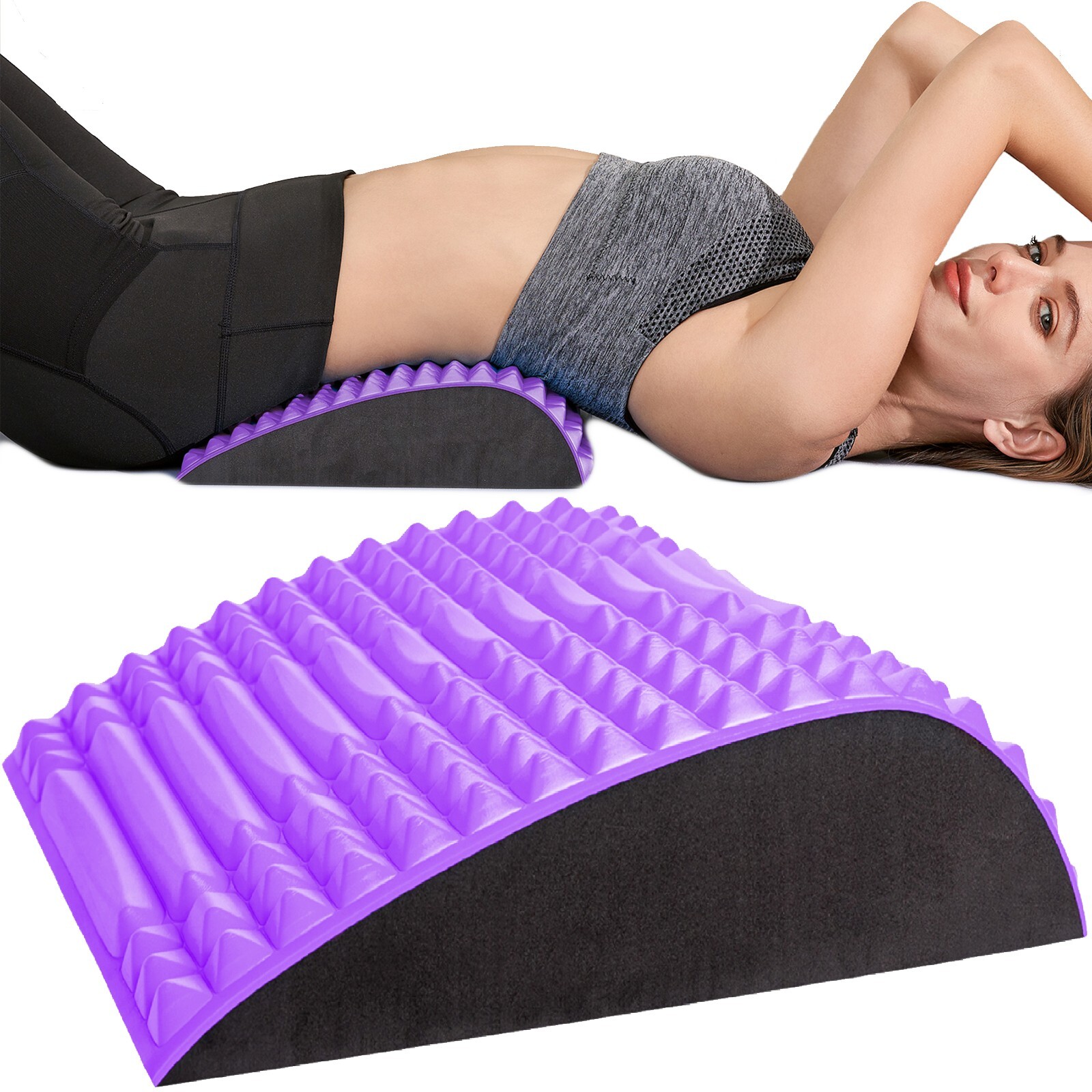 Back Stretcher Pillow – Back Pain Relief, Support for prolonged Sitting (Purple)