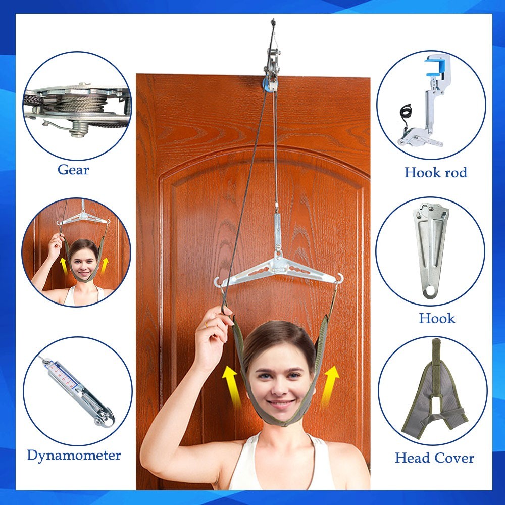 Cervical Neck Traction Stretcher Over Door Head Brace for Pain Relief at Home