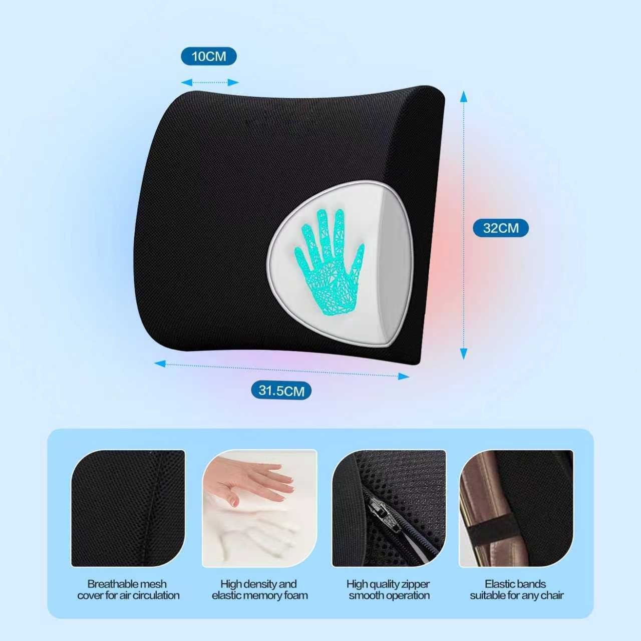 Memory Foam Lumbar Support Cushion Back Pillow Pain Relief Office Chair Car Seat