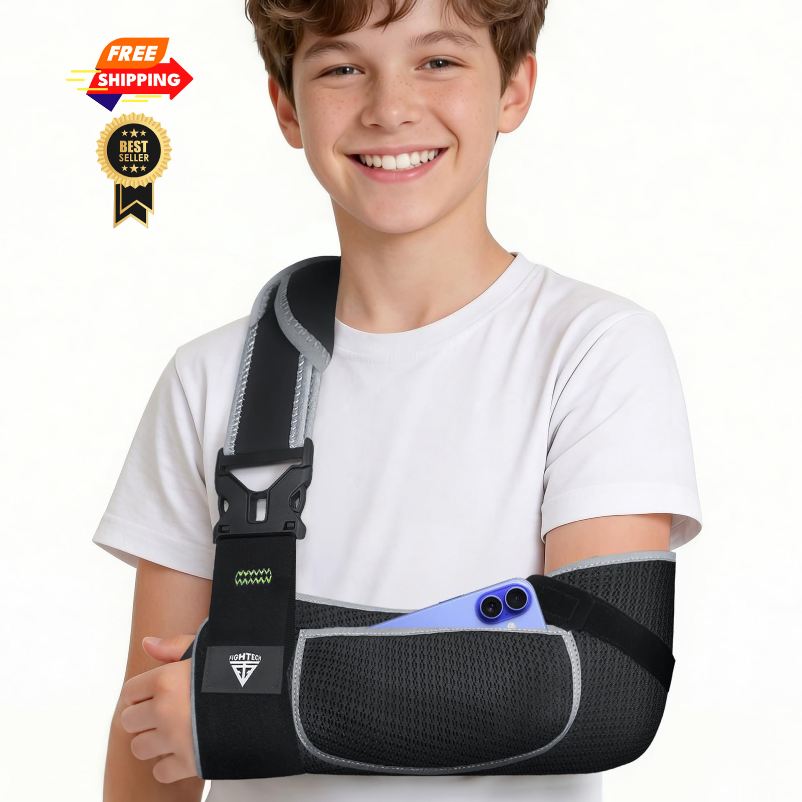 FIGHTECH Arm Sling Shoulder Immobilizer – Breathable Mesh, Kids – Small