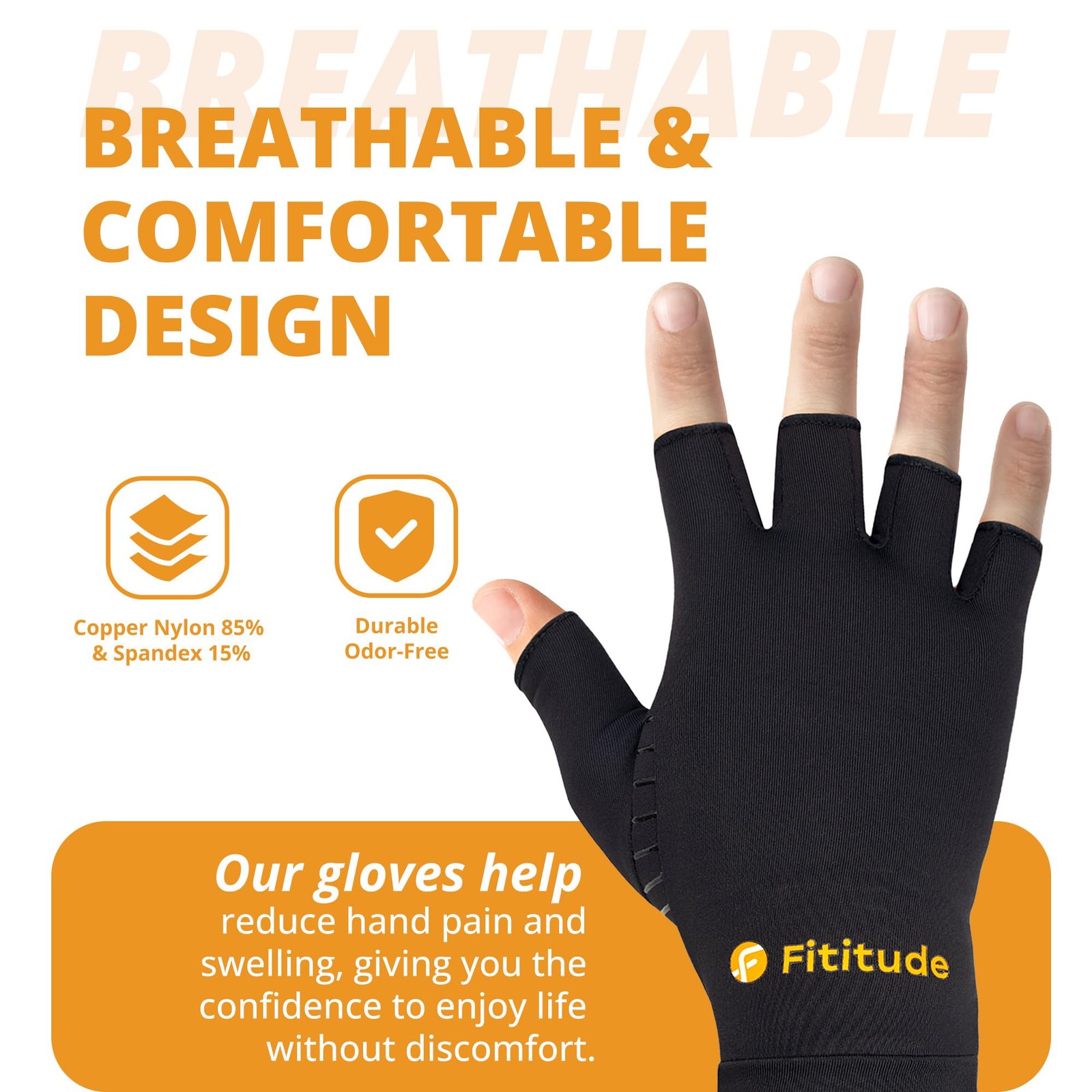 Half Finger Compression Gloves with Copper Infusion for Arthritis Pain Relief…