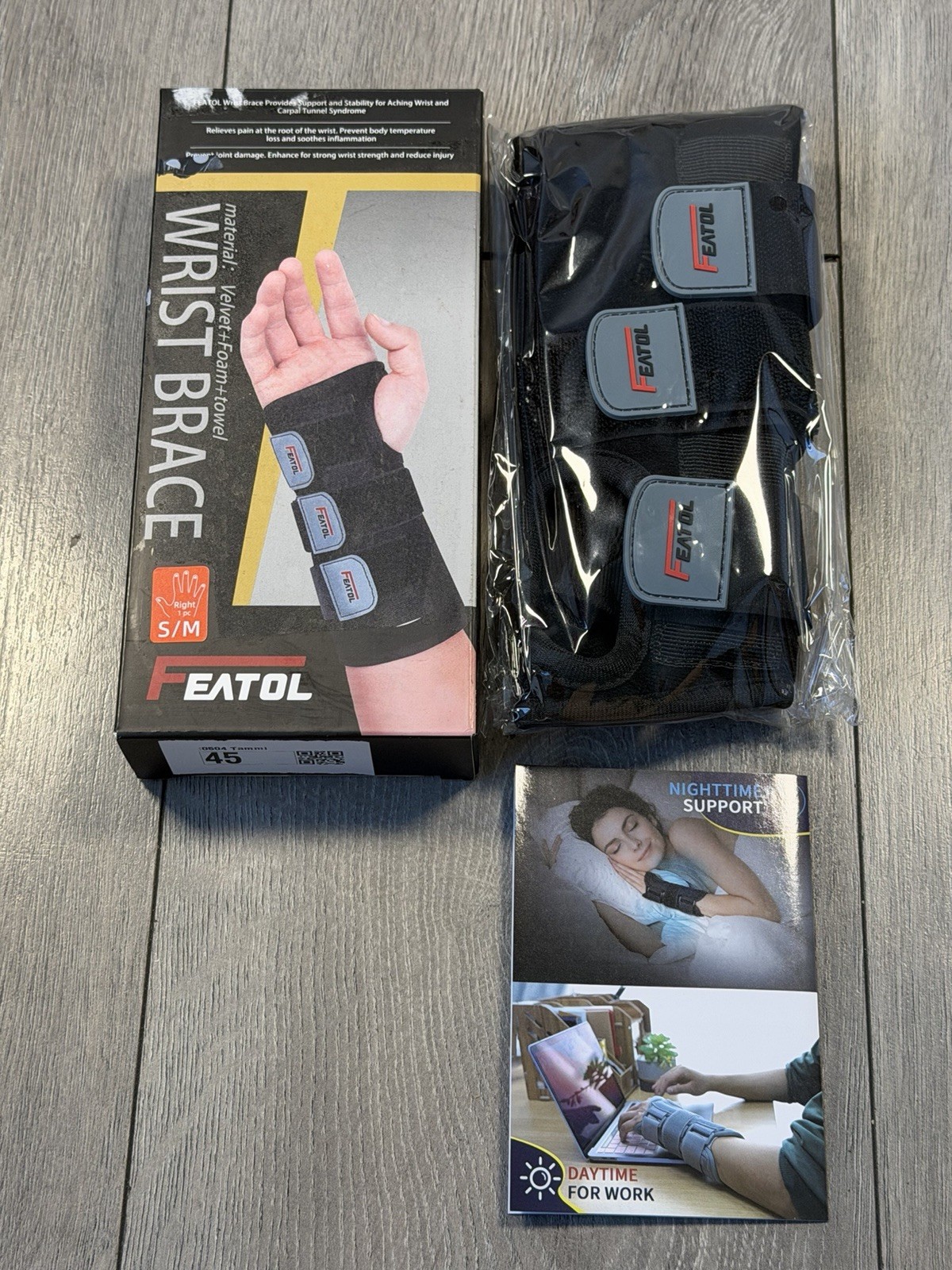 FEATOL Wrist Brace Right Hand S/M Carpal Tunnel Support New Open Box