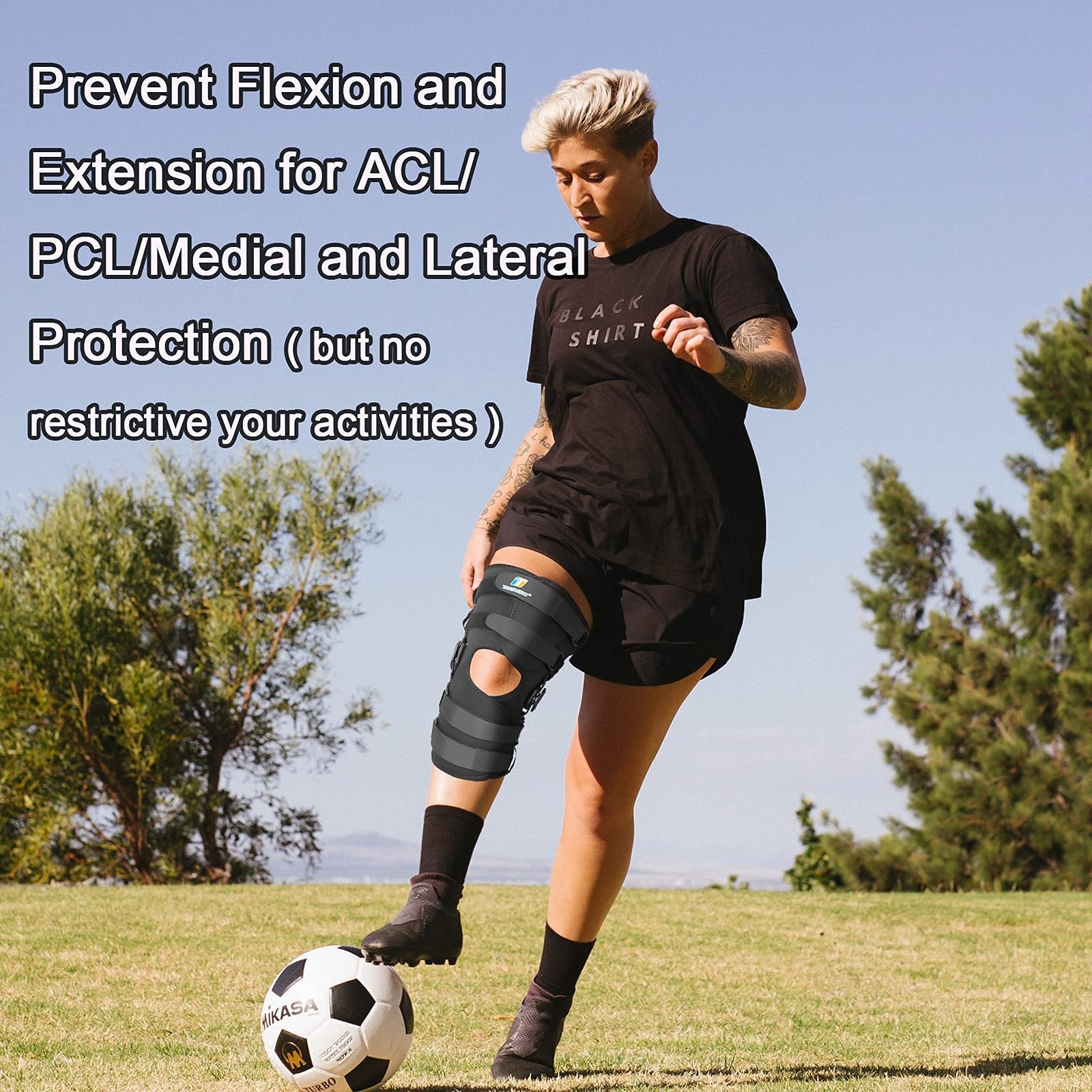 16inch Tall Hinged Knee Brace for Men/Women with Full Support with 4 Compress…