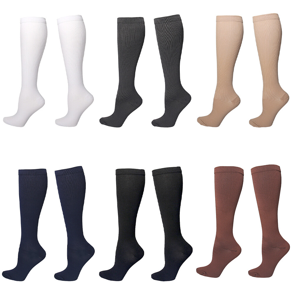 US 6Pairs Compression 15-20mmHg Graduated Support Socks Calf Men Women S-XXL
