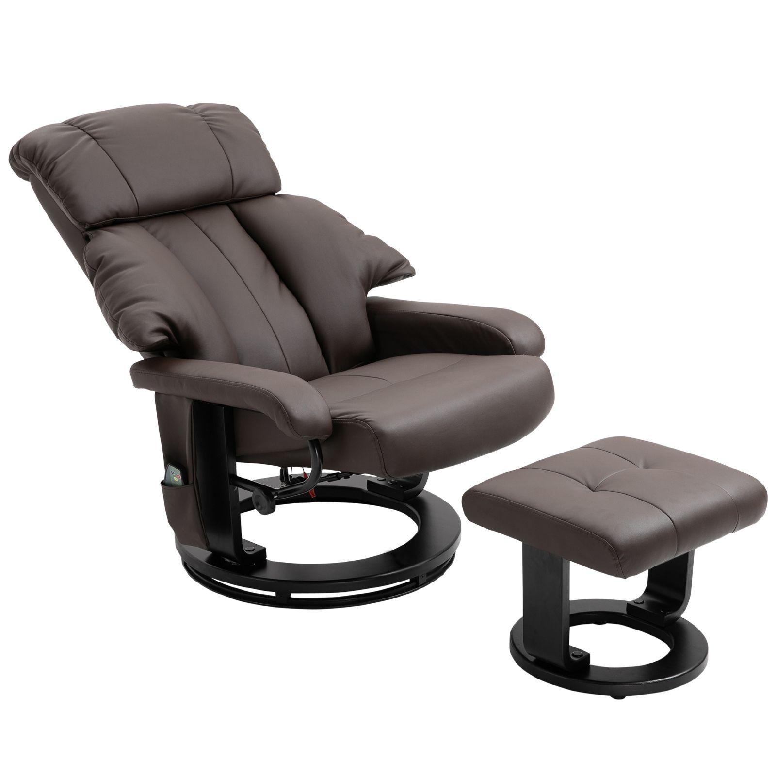Massage Recliner Chair with Ottoman, 360° Swivel, 10 – Point Vibration, Remote