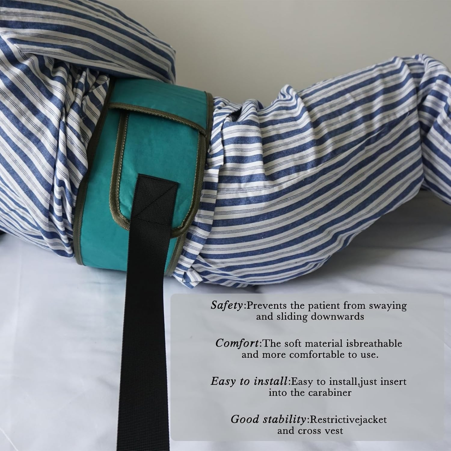 Bed Restraint Strap for Elderly, Adjustable Bed Restraint Belt Wheelchair Seat S