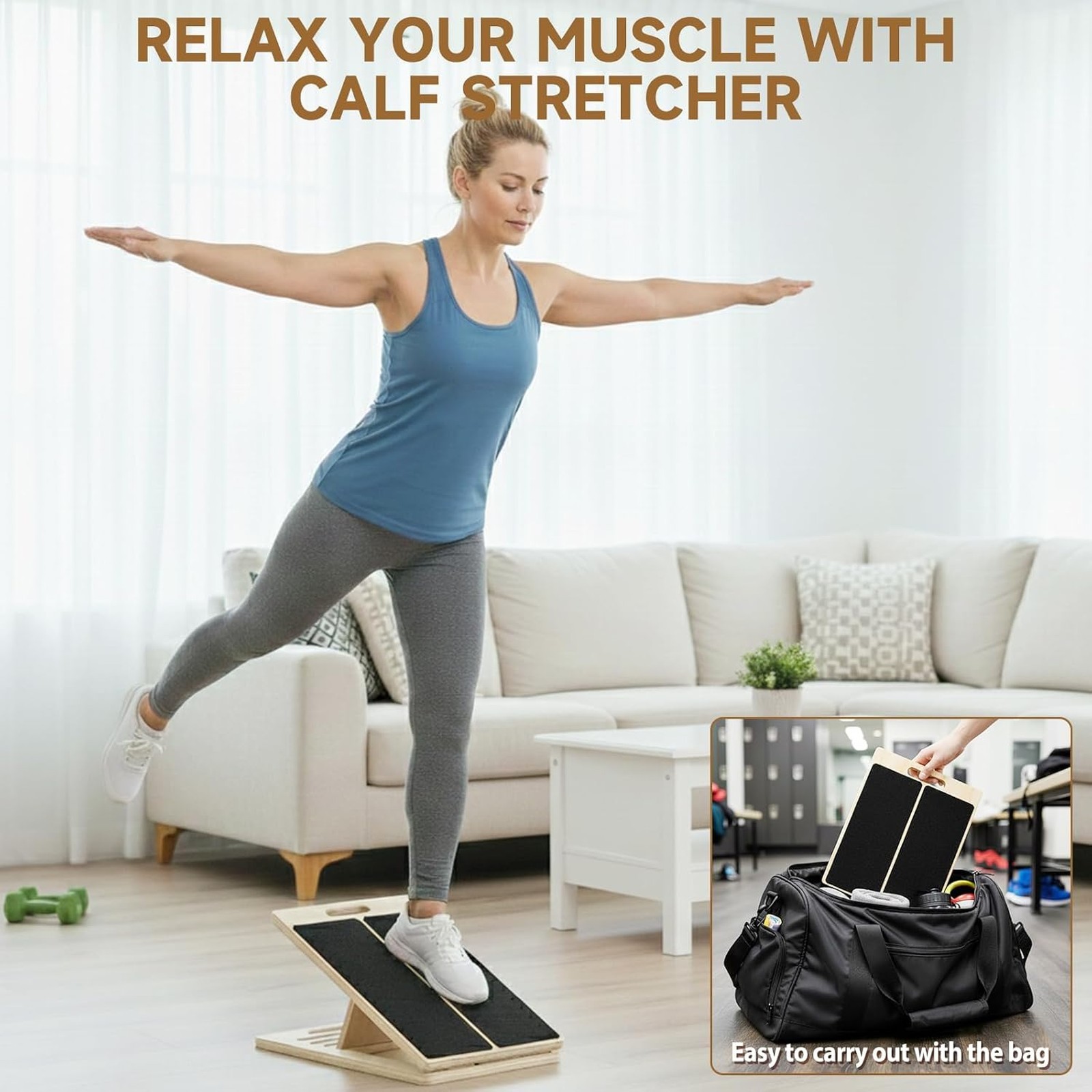Calf Stretching Slant Board Adjustable Incline Therapy Board for Plantar