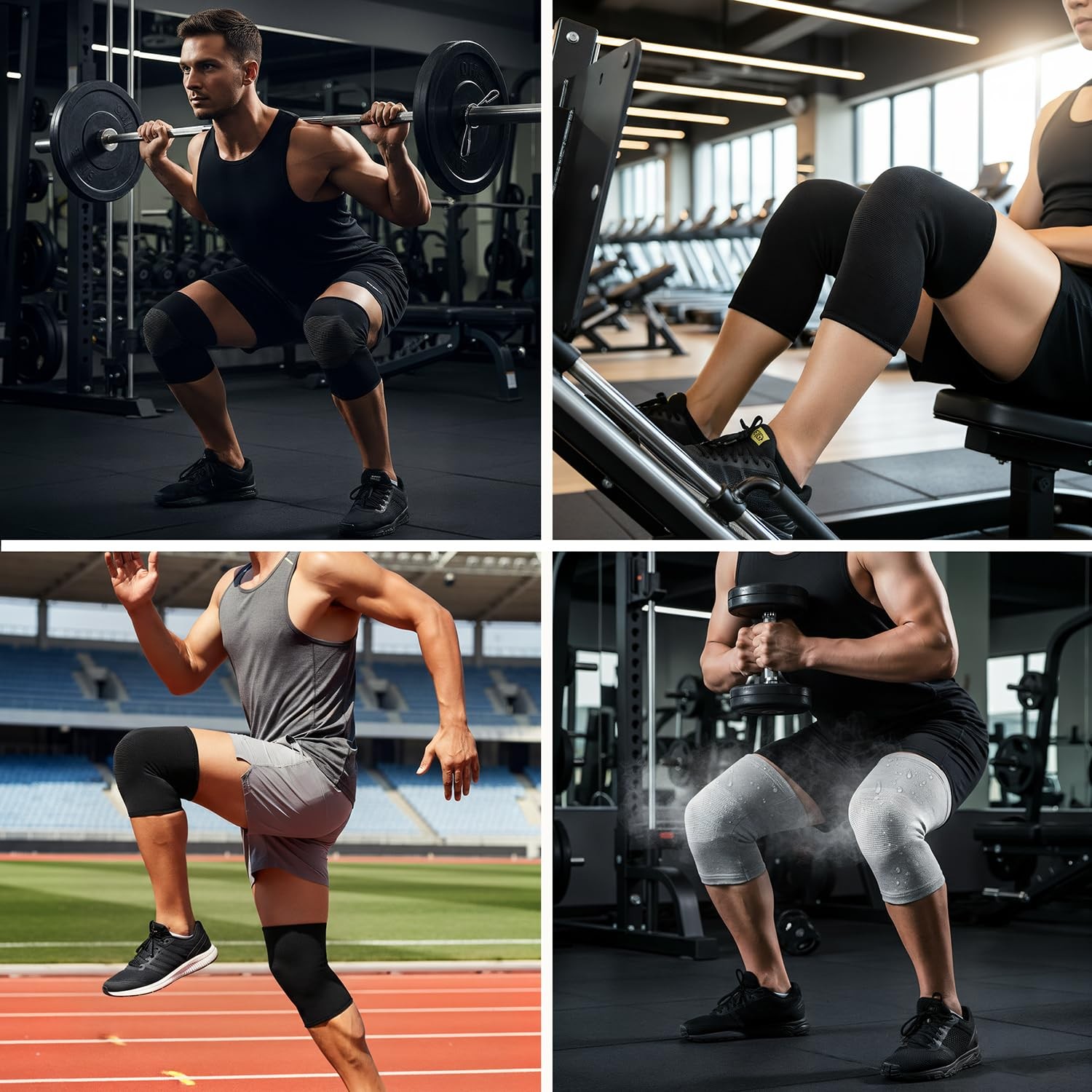 2 Pairs Bamboo Charcoal Compression Knee Sleeve X-Large, Gray+Black