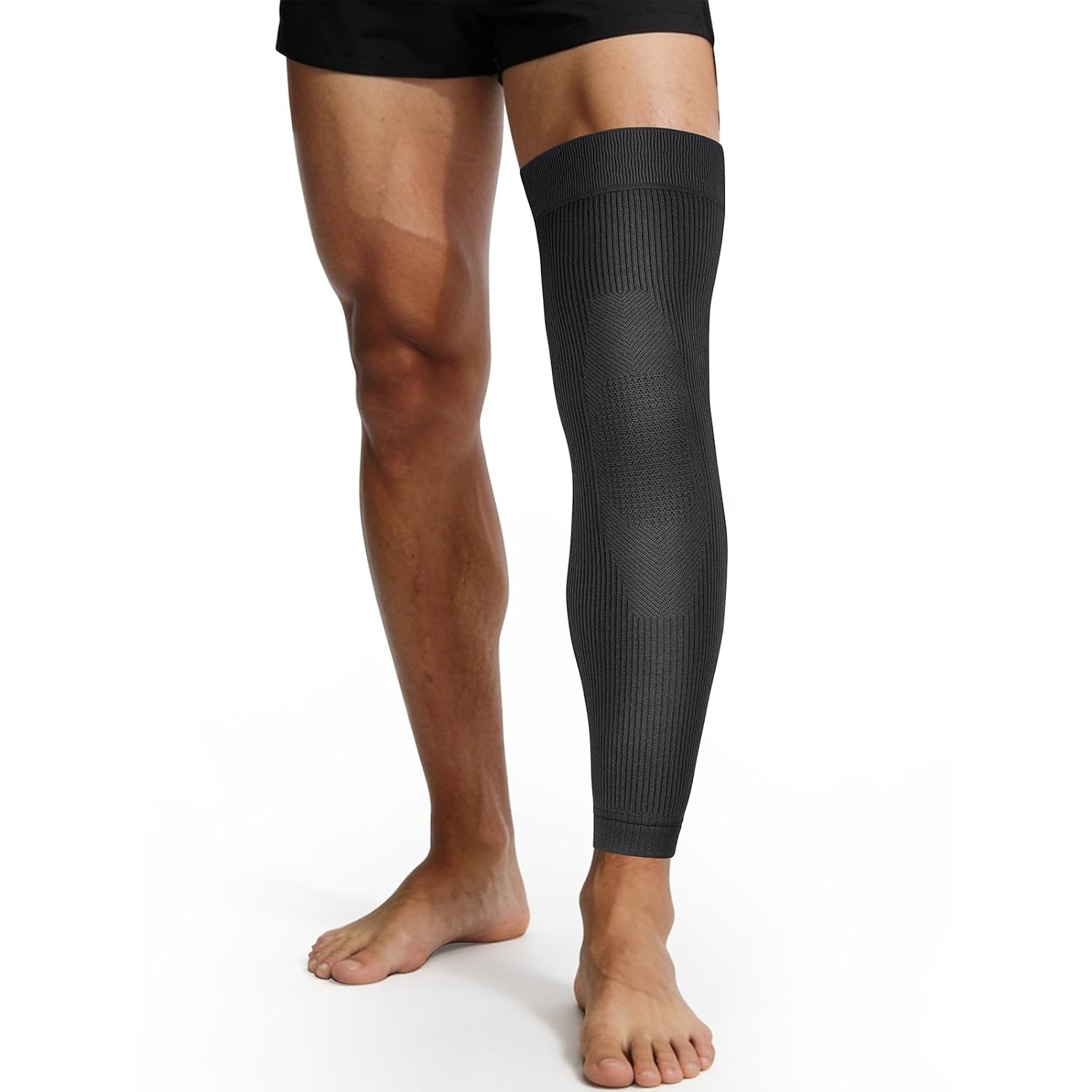 Leg Compression Sleeve Full Length Knee Sleeve Covers Thigh, Knee and Calf LARGE