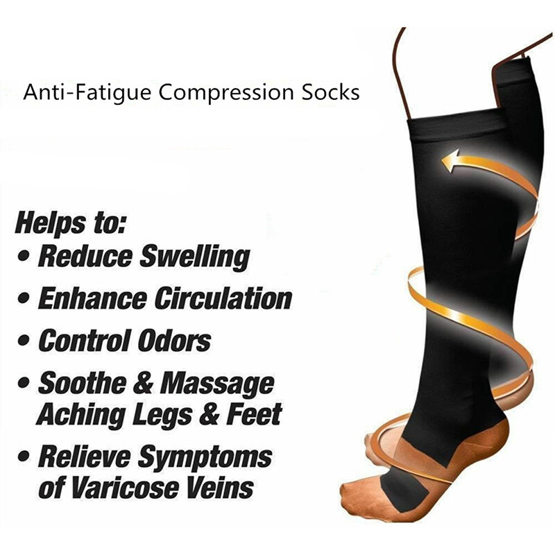 5 Pairs Copper Compression Socks 20-30mmHg Graduated Support Men Women S/M-XXL