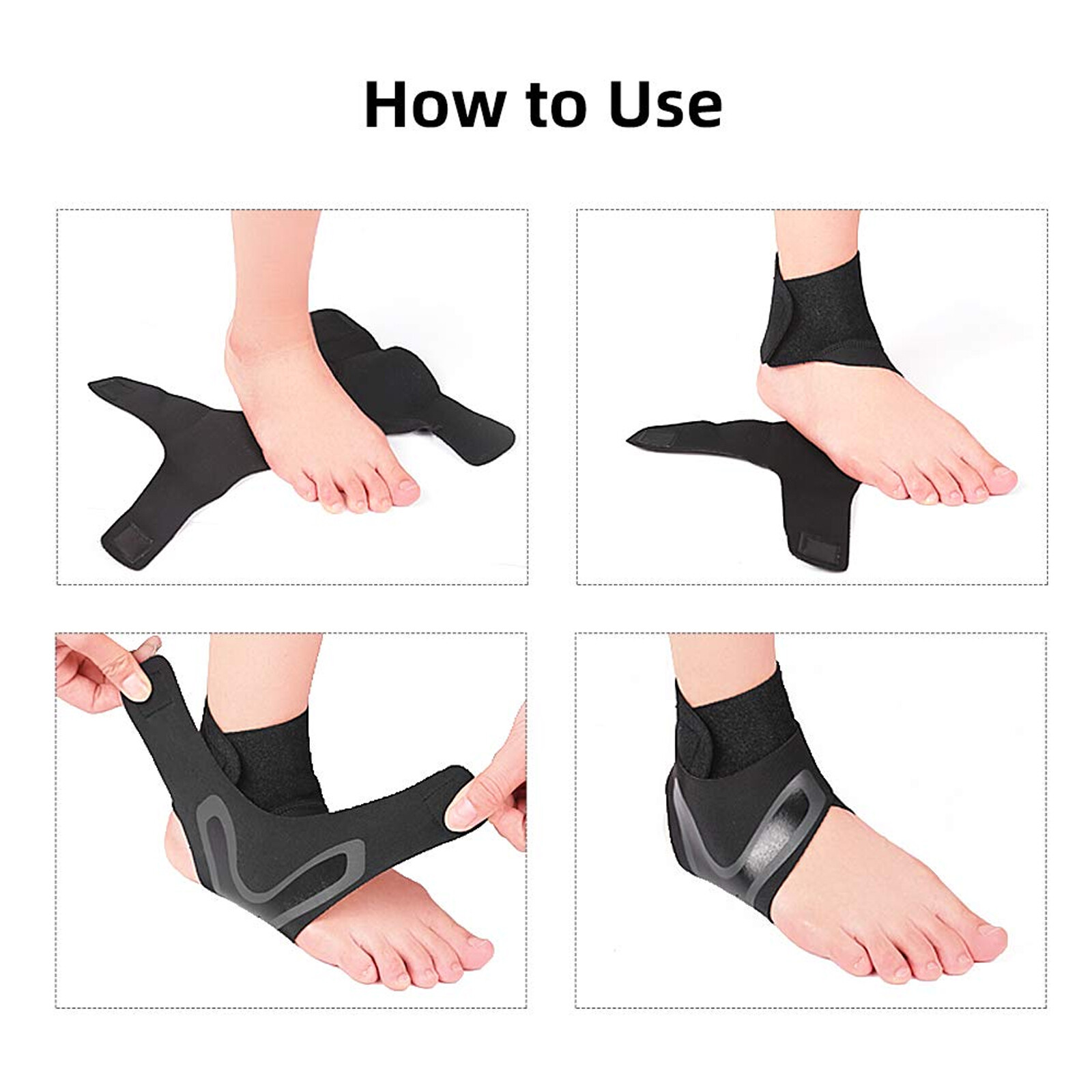 A Pair Ankle Support Brace, Breathable Compression Sleeve Pain Relief Foot Wrap