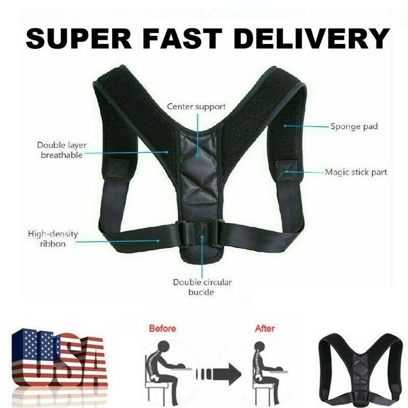 Adjustable Posture Corrector Low Back Support Shoulder Brace Belt for Unisex