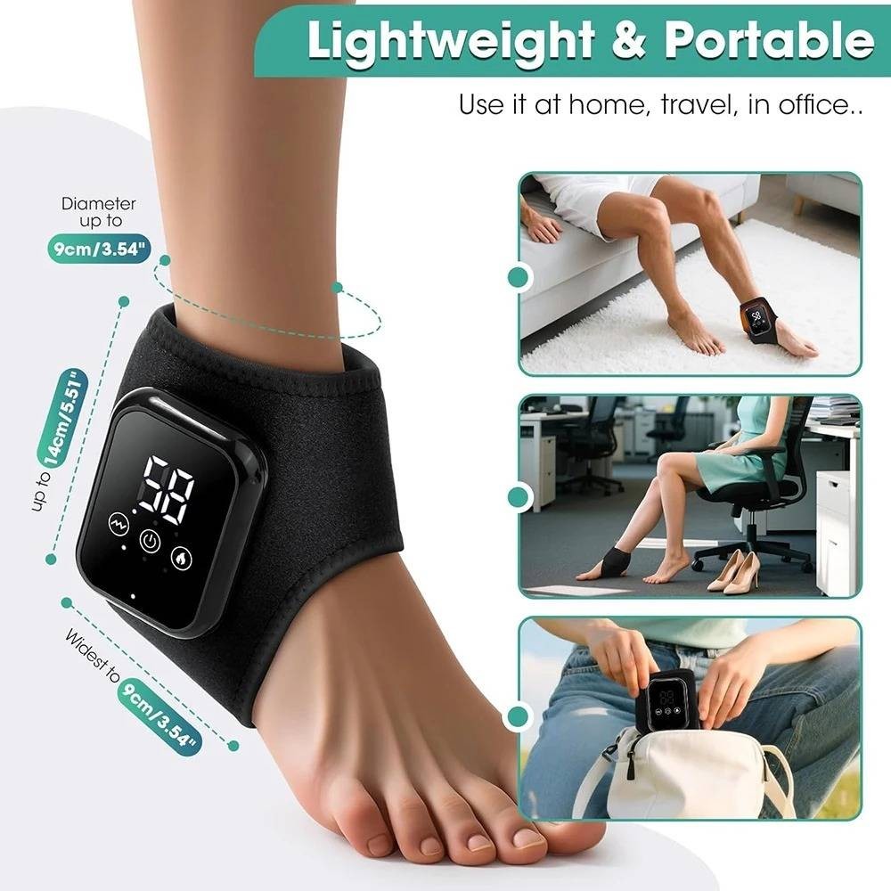 2pcs Heating Levels Heated Ankle Brace 3 Vibration Mode USB Rechargeable Foot