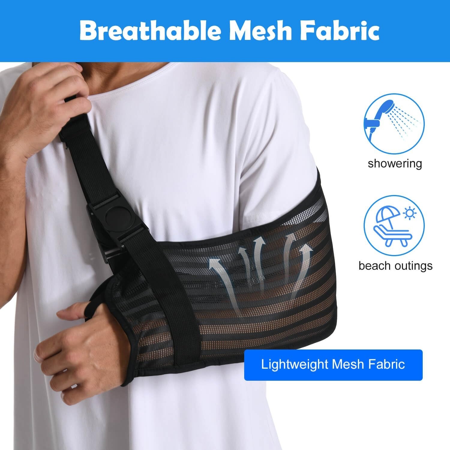 Fotgok Mesh Arm Sling for Showering Breathable Shoulder Brace for Shoulder Elbow