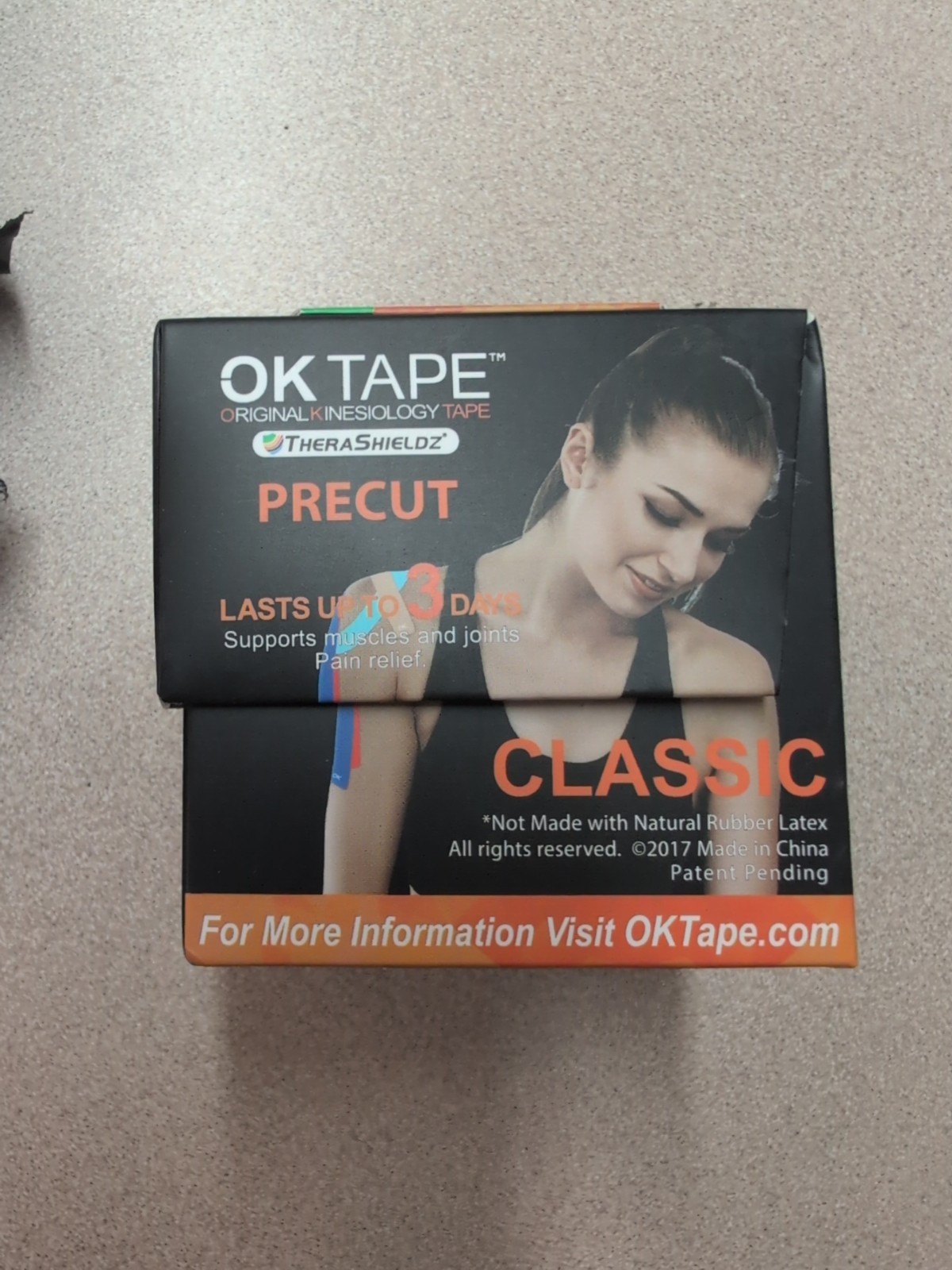 OK TAPE Kinesiology Tape 10 inches Precut, 20 Strips, Cotton Elastic pink
