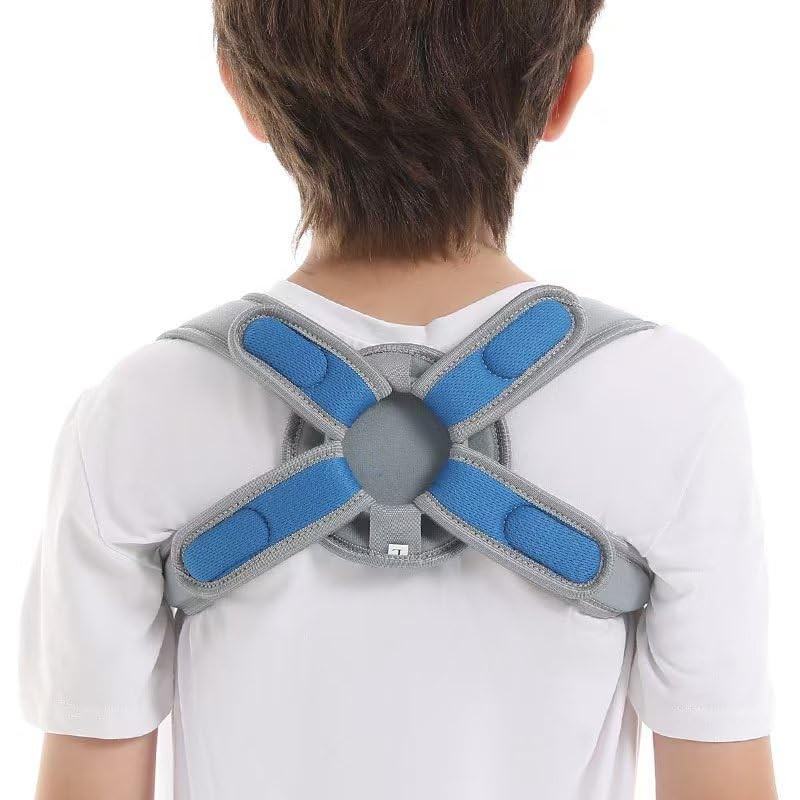 RousuMedi Pediatric Clavicle Support Brace, Medium:5~8yrs, Grey And Blue