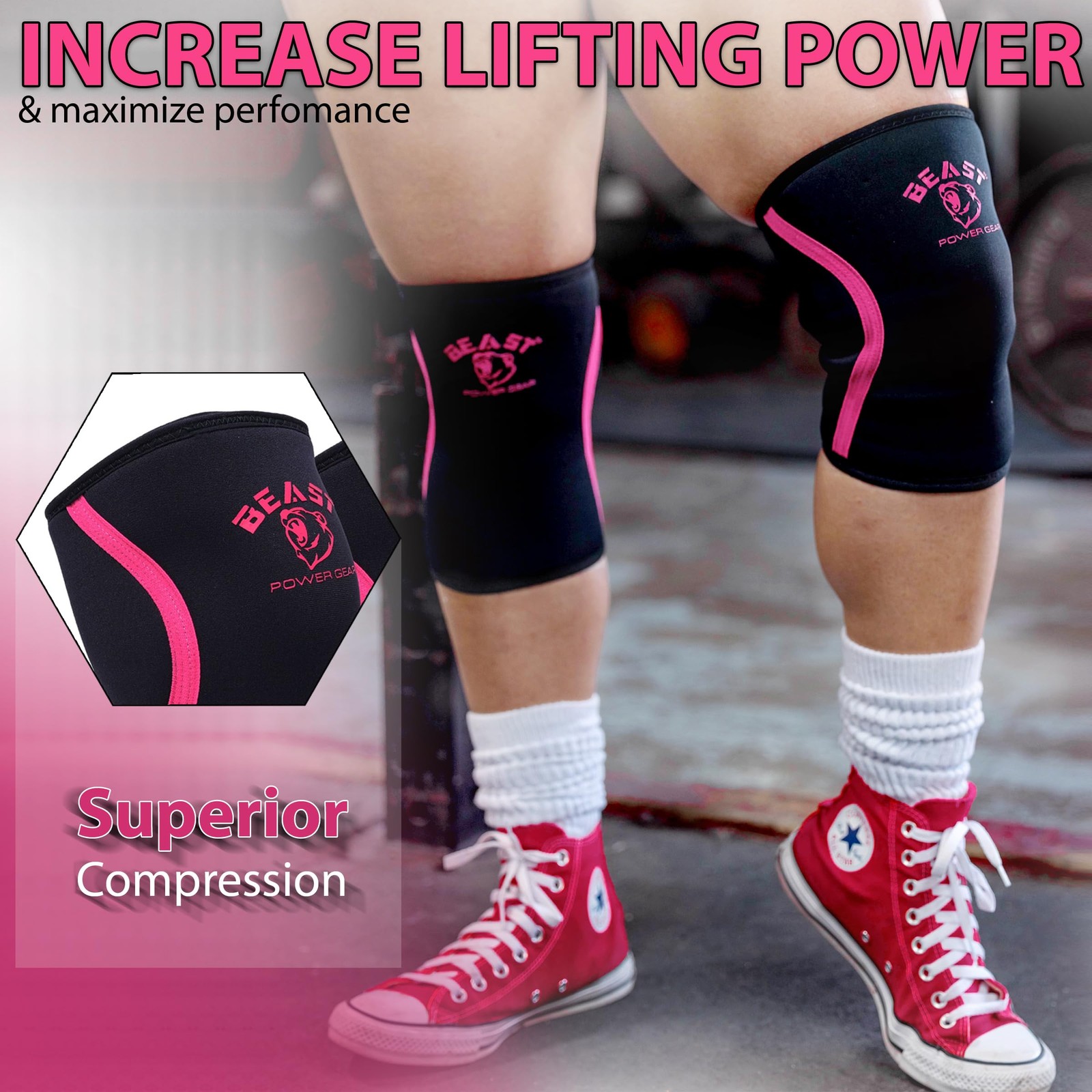 Neoprene Compression Knee Sleeves 7MM Support for Squats, Gym CrossFit Traini…
