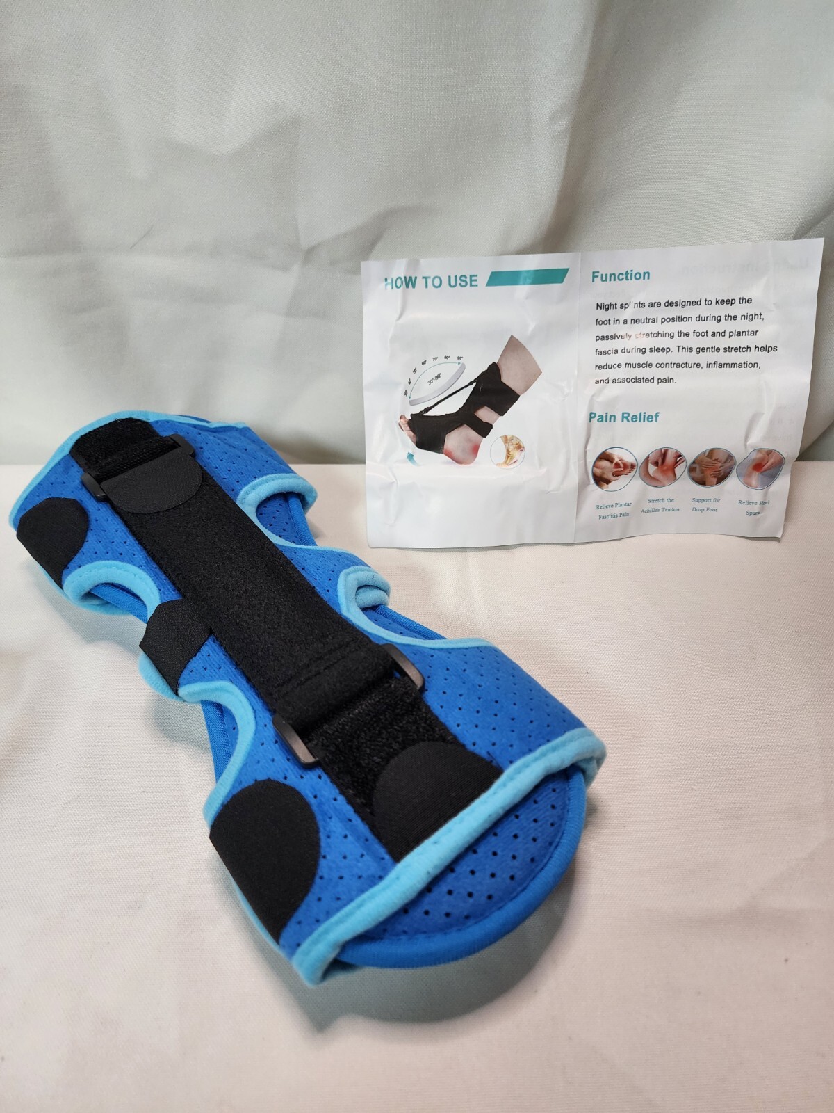 Plantar Fasciitis Night Splint Foot Brace w/ Arch Support Adjustable Straps,Blue