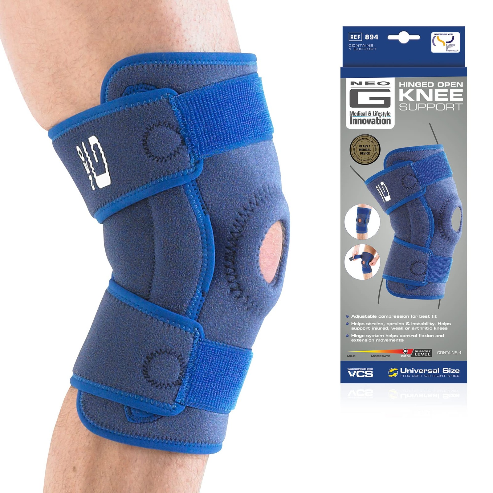 Adjustable Hinged Knee Brace Compression Sleeve Support For Patellar Tracking