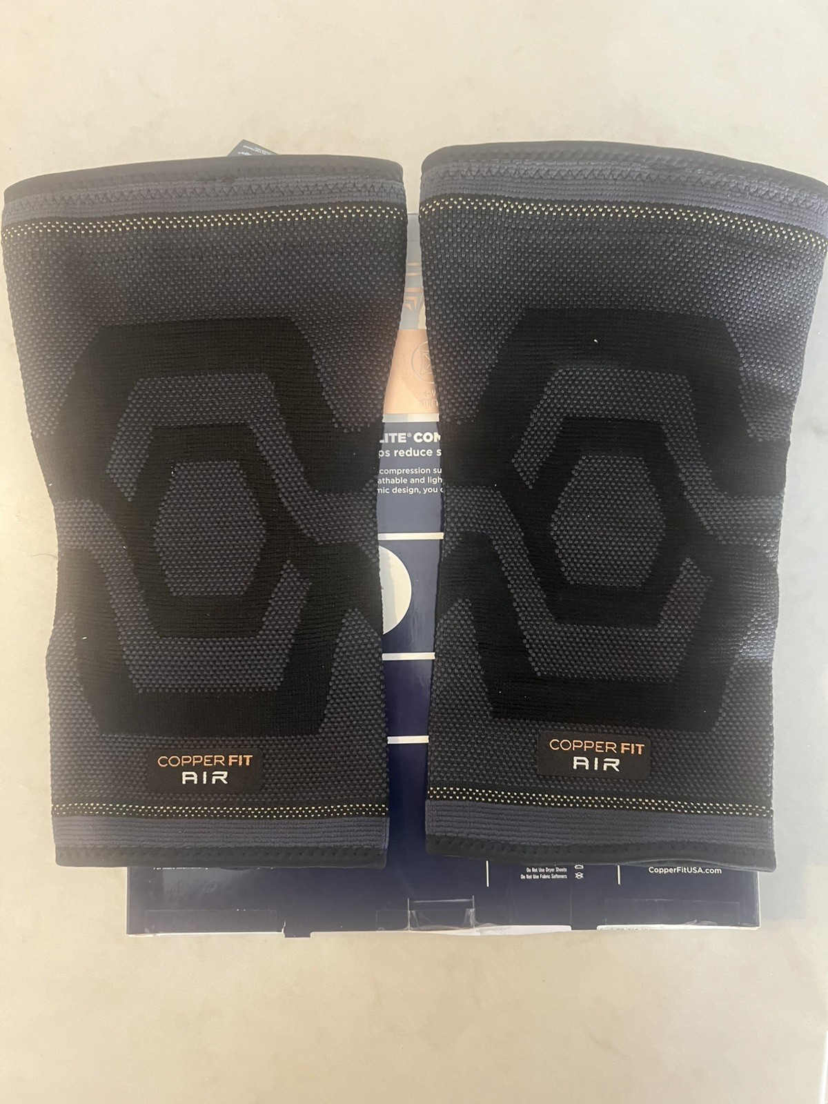 Copper Fit Elite Compression Knee Sleeve 2 Pack S/M Black Airflow Support Brace