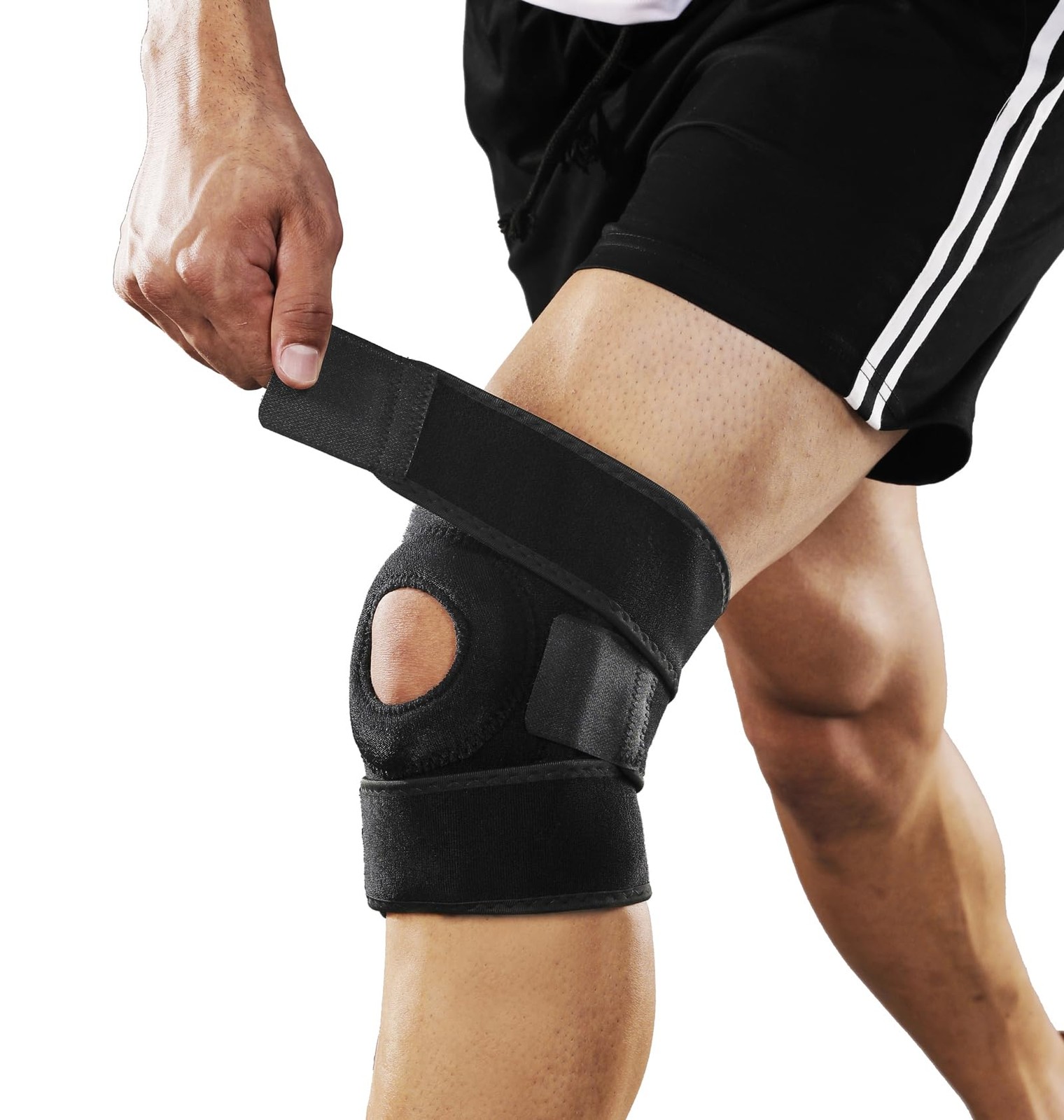 Knee Brace Strap Support for Pain Compression Sleeve Black