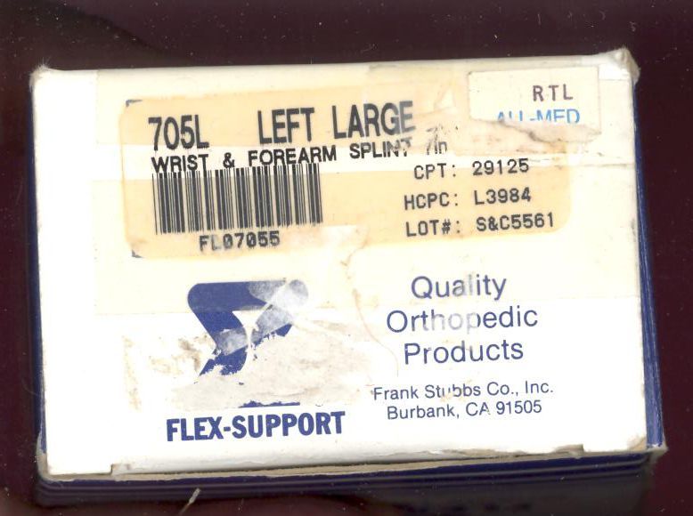 NEW! Flex-support 7″ Wrist & Forearm Splint Left LARGE #705LL